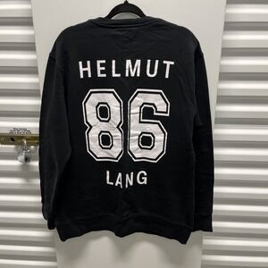 Helmut Lang Crewneck Sweatshirt 86 Varsity Black Oversized Cotton Mens Large